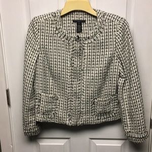Pretty Apostrophe Petite Woven Tweed Zip Blazer